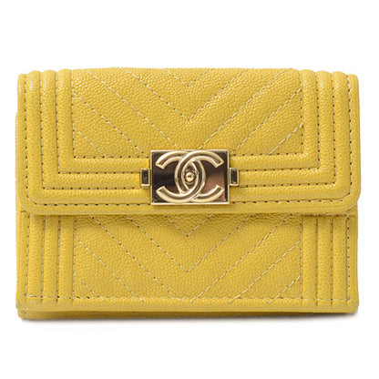 Chanel Boy Chanel Small Flap Wallet Chevron Caviar Skin A84432