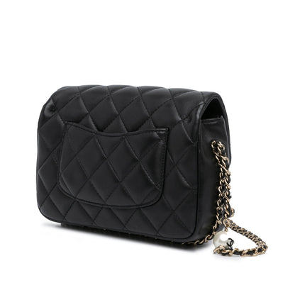 Black Chanel Small Quilted Lambskin My Precious Pearls Flap Crossbody Bag