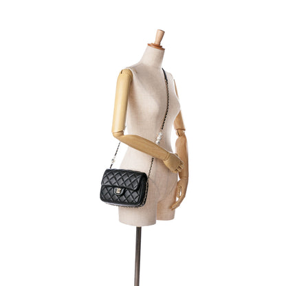 Black Chanel Small Quilted Lambskin My Precious Pearls Flap Crossbody Bag