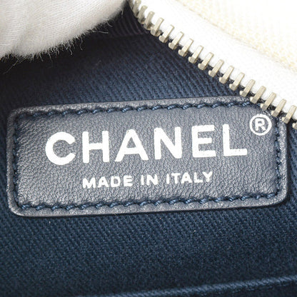 Chanel Airline Round Shoulder Bag Rubber Canvas Navy Black White