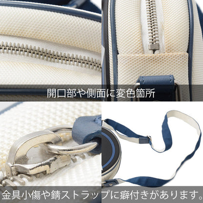 Chanel Airline Round Shoulder Bag Rubber Canvas Navy Black White
