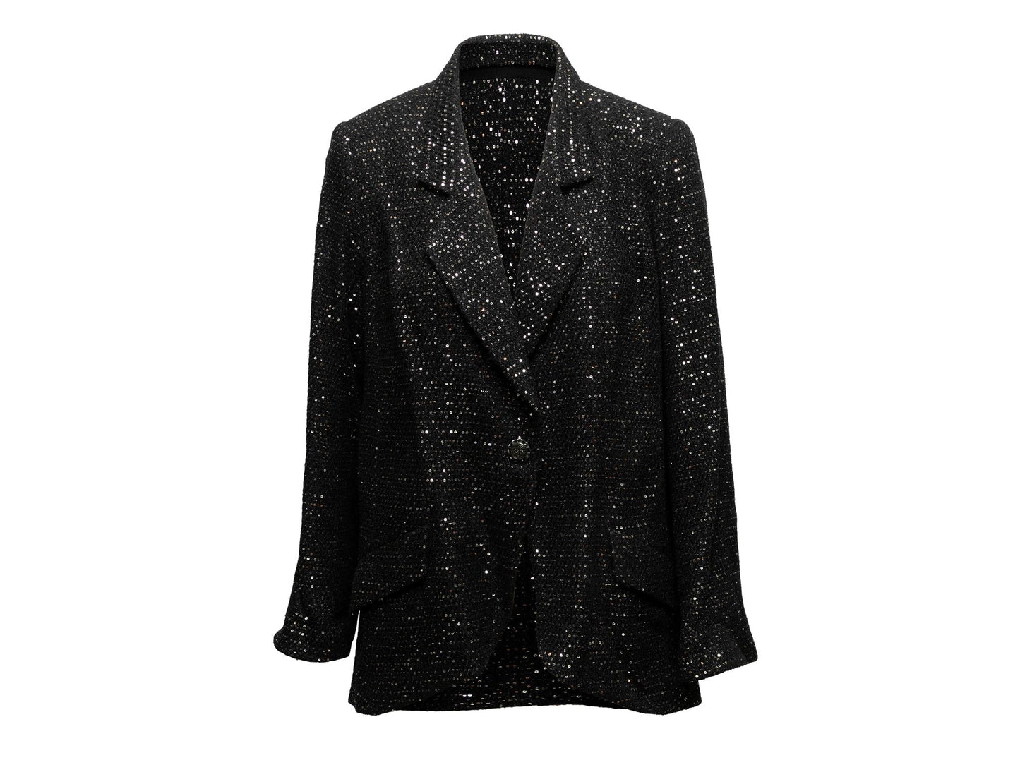 Black & Silver Chanel Cruise 2011 St. Tropez Tweed Blazer Size FR 48