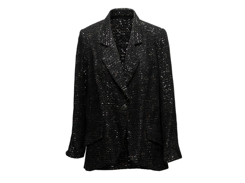 Black & Silver Chanel Cruise 2011 St. Tropez Tweed Blazer Size FR 48