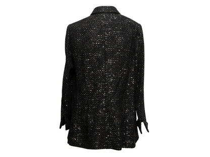 Black & Silver Chanel Cruise 2011 St. Tropez Tweed Blazer Size FR 48