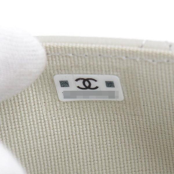 Chanel Caviar Skin Matelasse Classic Flap Card Case Light Grey