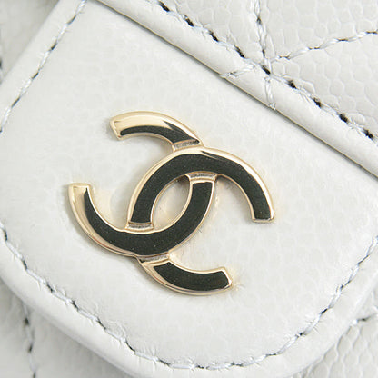 Chanel Caviar Skin Matelasse Classic Flap Card Case Light Grey