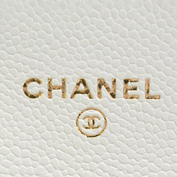 Chanel Caviar Skin Matelasse Classic Flap Card Case Light Grey
