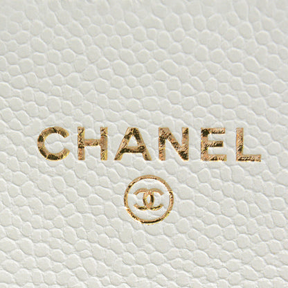 Chanel Caviar Skin Matelasse Classic Flap Card Case Light Grey