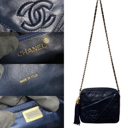 Chanel CC Quilted Leather Tassel Camera Bag  Leather Crossbody Bag