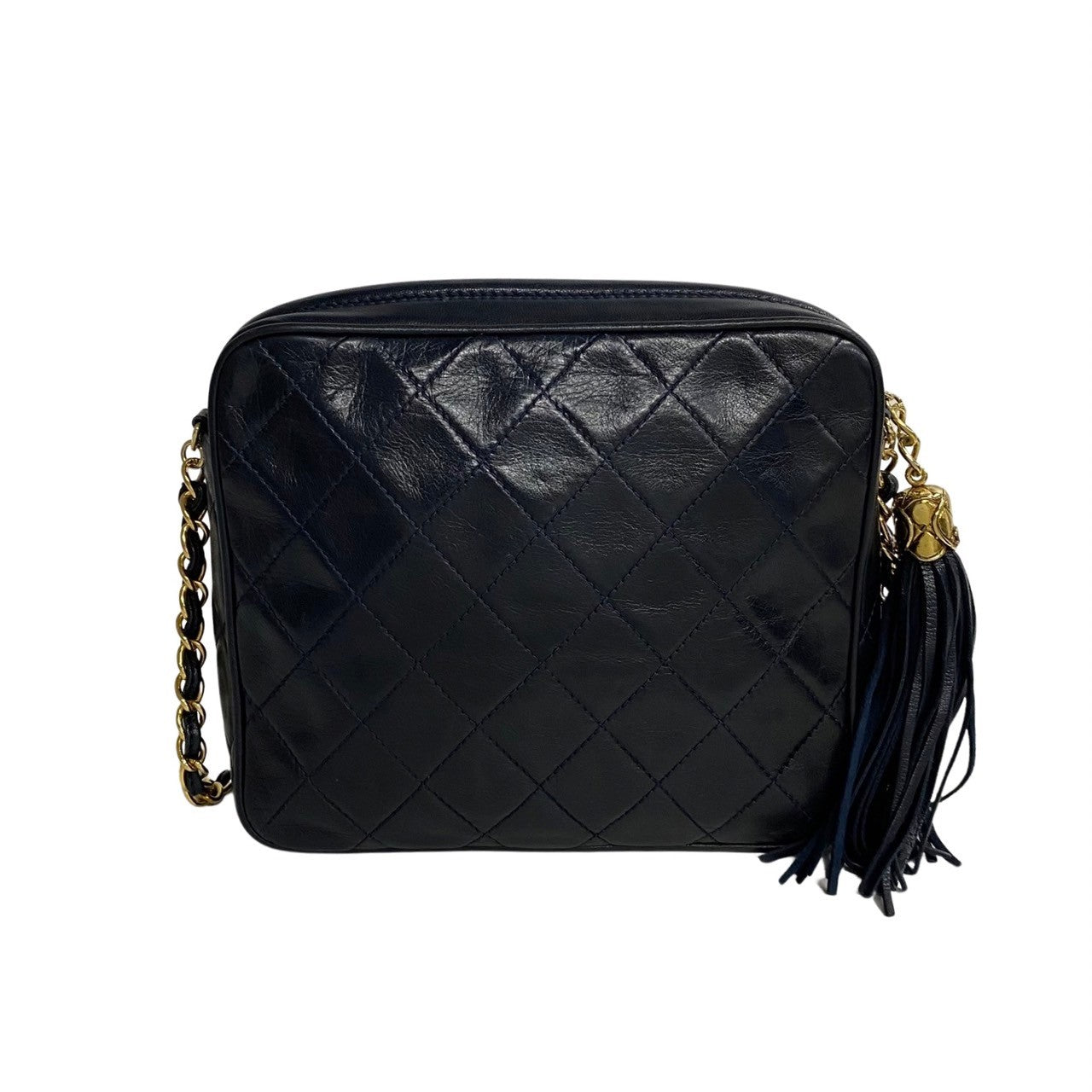 Chanel CC Quilted Leather Tassel Camera Bag  Leather Crossbody Bag