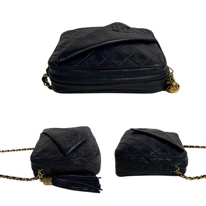 Chanel CC Quilted Leather Tassel Camera Bag  Leather Crossbody Bag