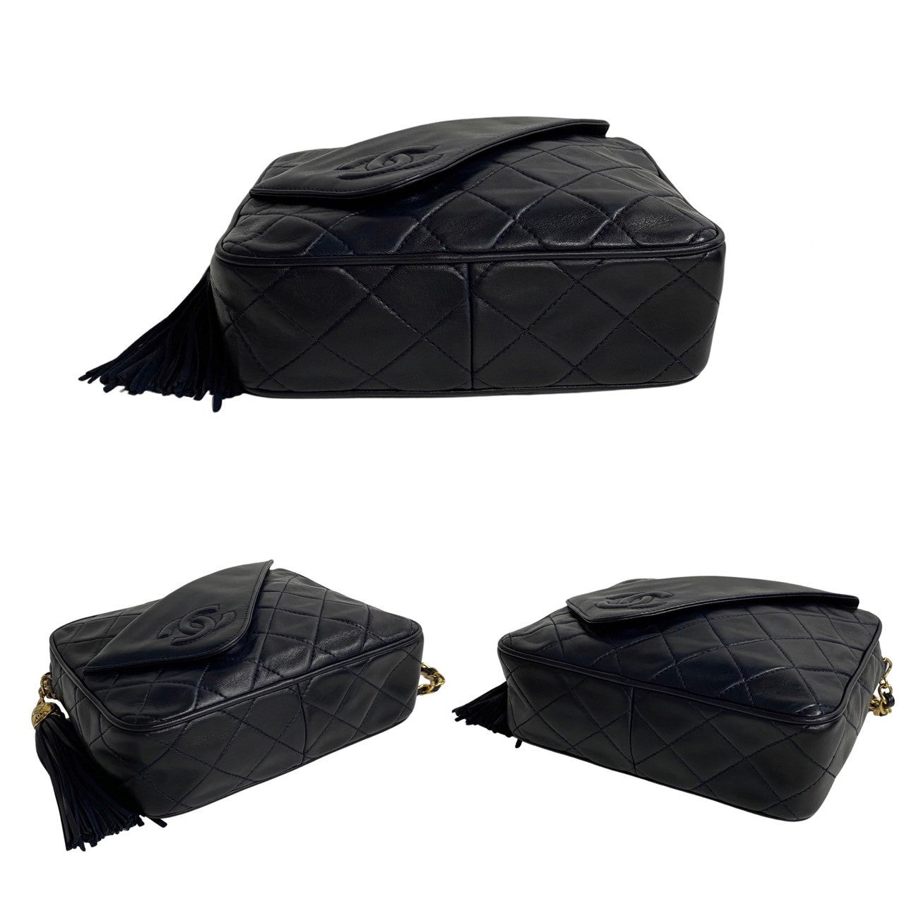 Chanel CC Quilted Leather Tassel Camera Bag  Leather Crossbody Bag