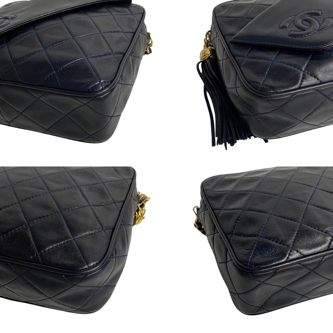 Chanel CC Quilted Leather Tassel Camera Bag  Leather Crossbody Bag