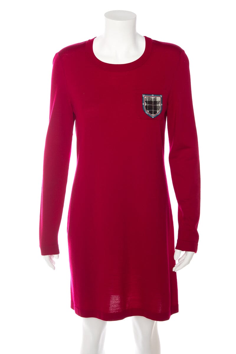 Chanel Scarlet Knit Long Sleeve Dress SZ 38