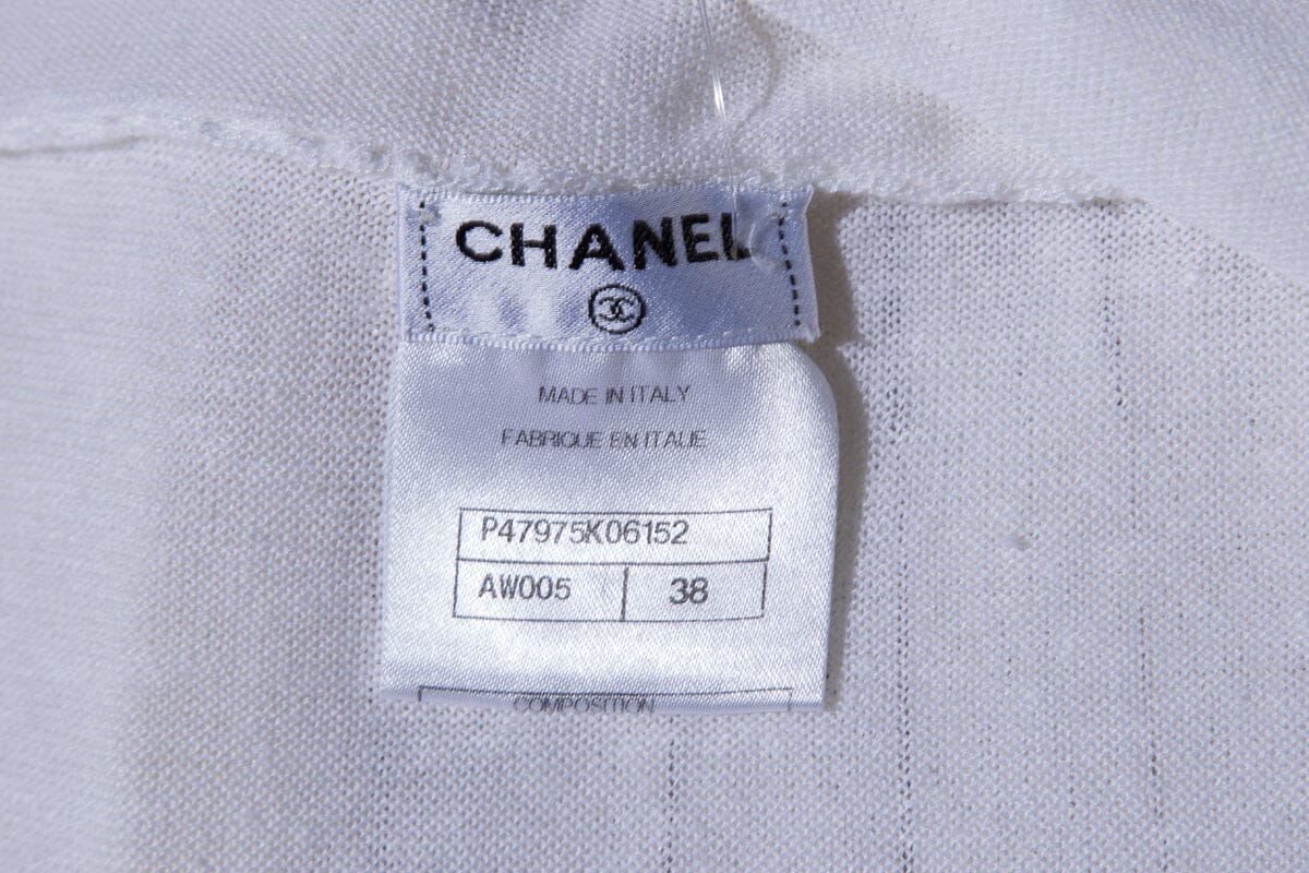 Chanel White Pleated Knit Dress SZ 38