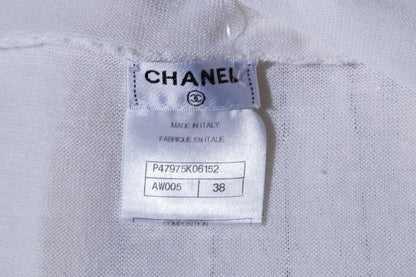 Chanel White Pleated Knit Dress SZ 38