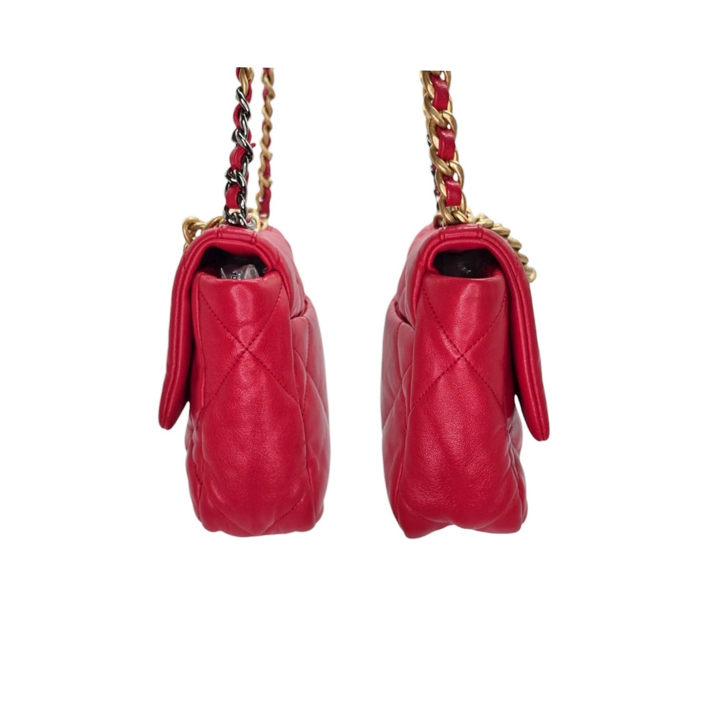 Chanel 19 Lambskin Quilted Medium Flap Bag Red