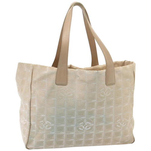 CHANEL New Travel Line Tote Bag Nylon Beige CC 76174