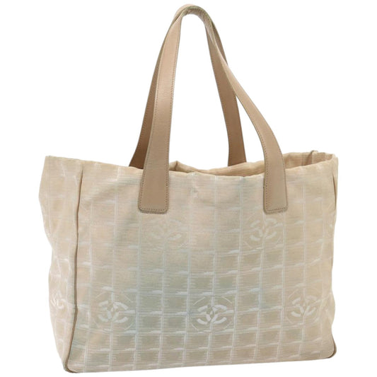 CHANEL New Travel Line Tote Bag Nylon Beige CC 76174