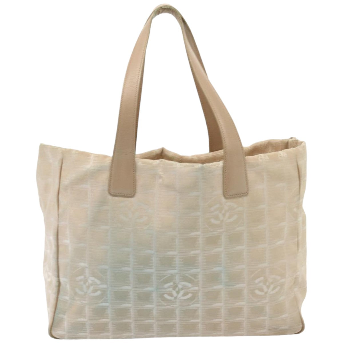 CHANEL New Travel Line Tote Bag Nylon Beige CC 76174
