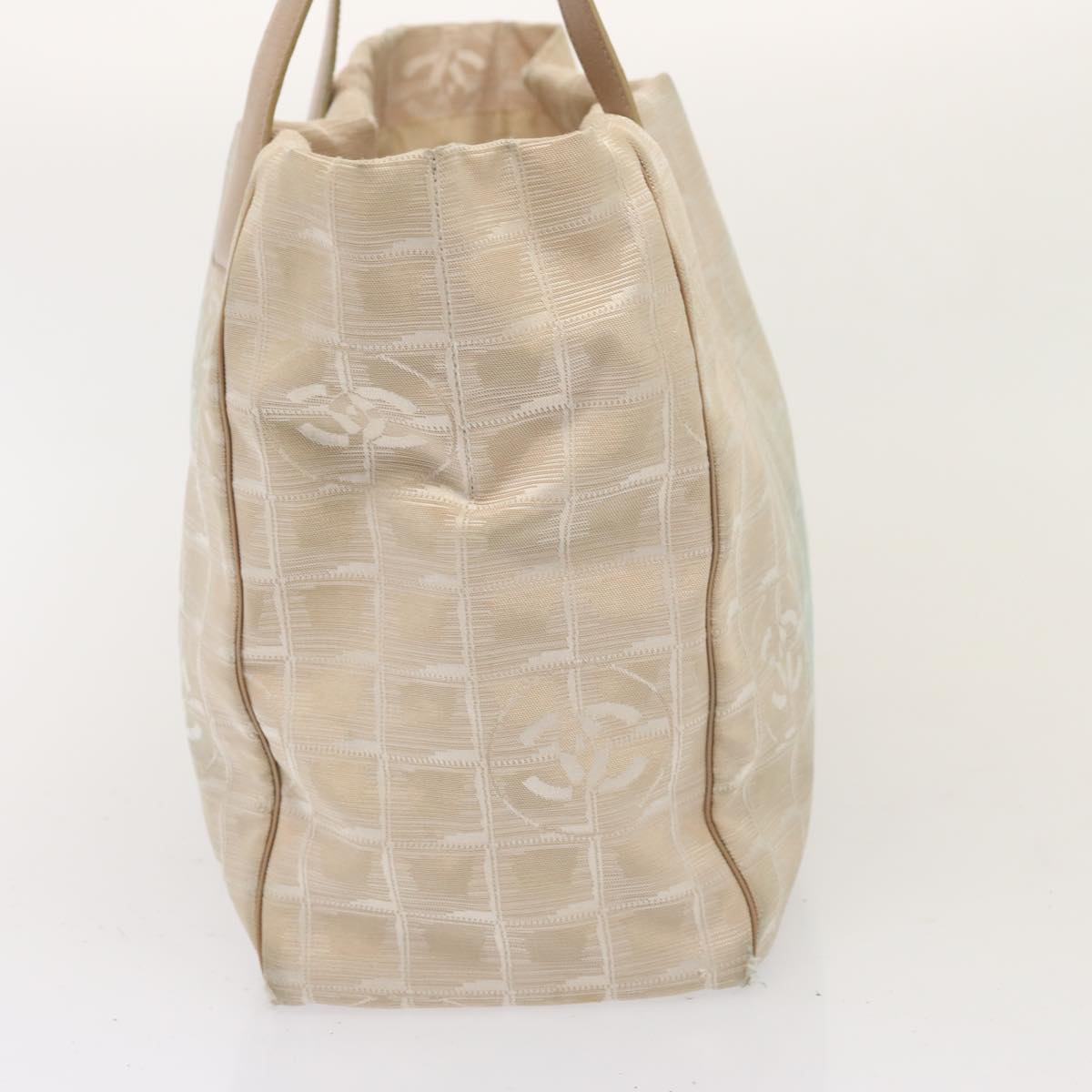 CHANEL New Travel Line Tote Bag Nylon Beige CC 76174