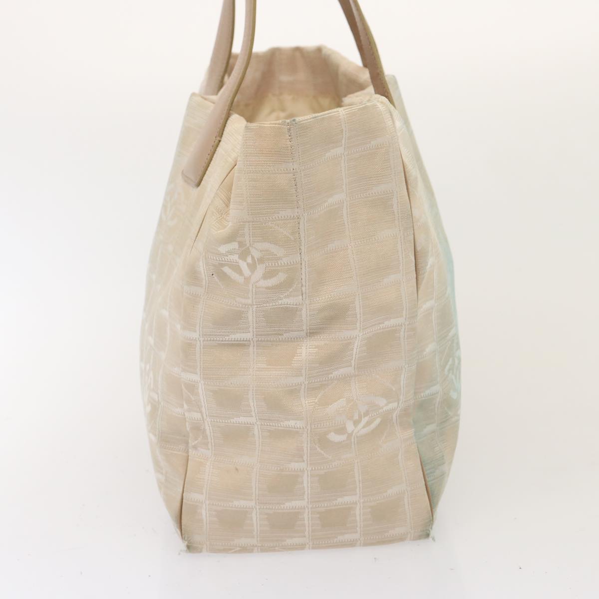 CHANEL New Travel Line Tote Bag Nylon Beige CC 76174