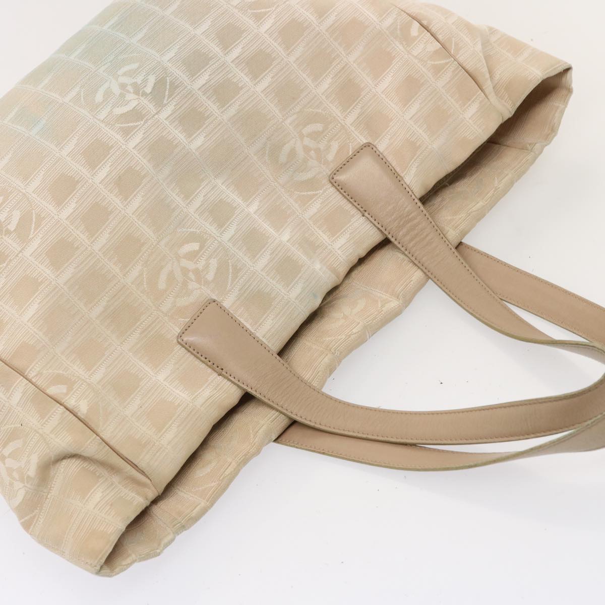 CHANEL New Travel Line Tote Bag Nylon Beige CC 76174