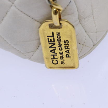 CHANEL Matelasse Chain Shoulder Bag Leather White CC 76482