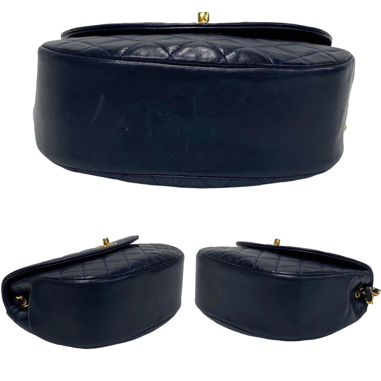 Chanel CC Half Moon Matelassse Chain Bag  Leather Crossbody Bag
