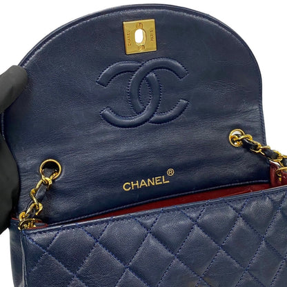 Chanel CC Half Moon Matelassse Chain Bag  Leather Crossbody Bag