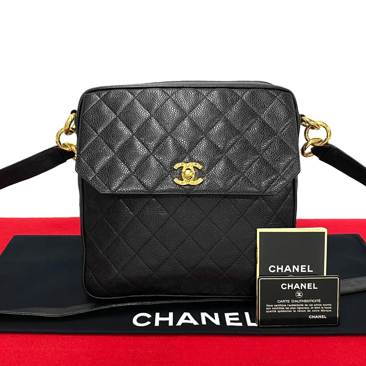 Chanel CC Caviar Flap Crossbody Bag  Leather Crossbody Bag