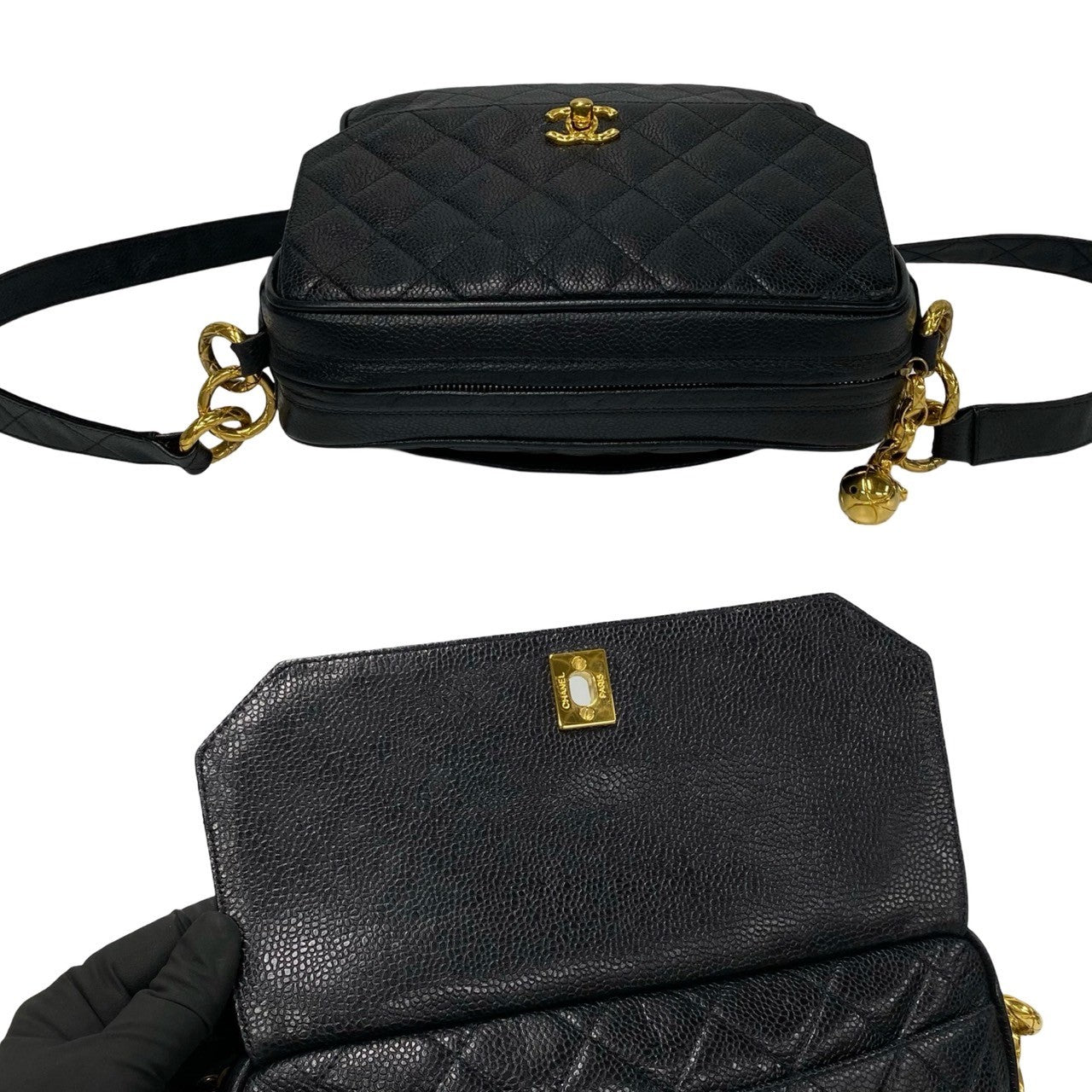 Chanel CC Caviar Flap Crossbody Bag  Leather Crossbody Bag