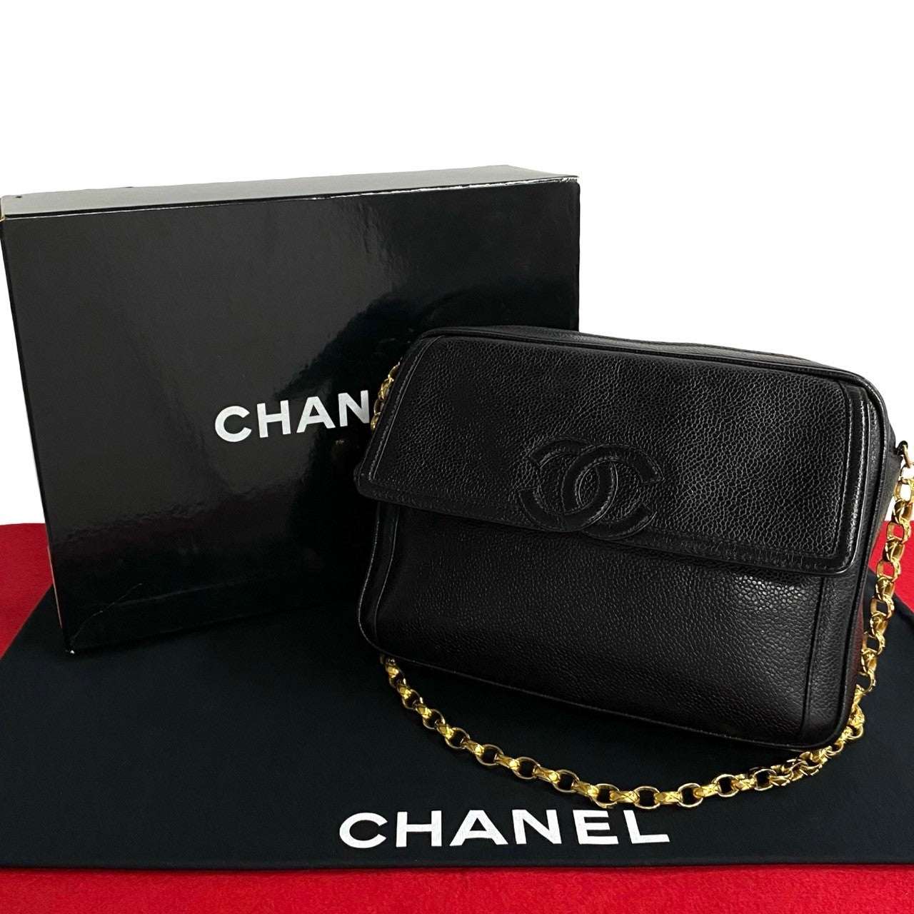 Chanel CC Caviar Flap Camera Bag  Leather Crossbody Bag