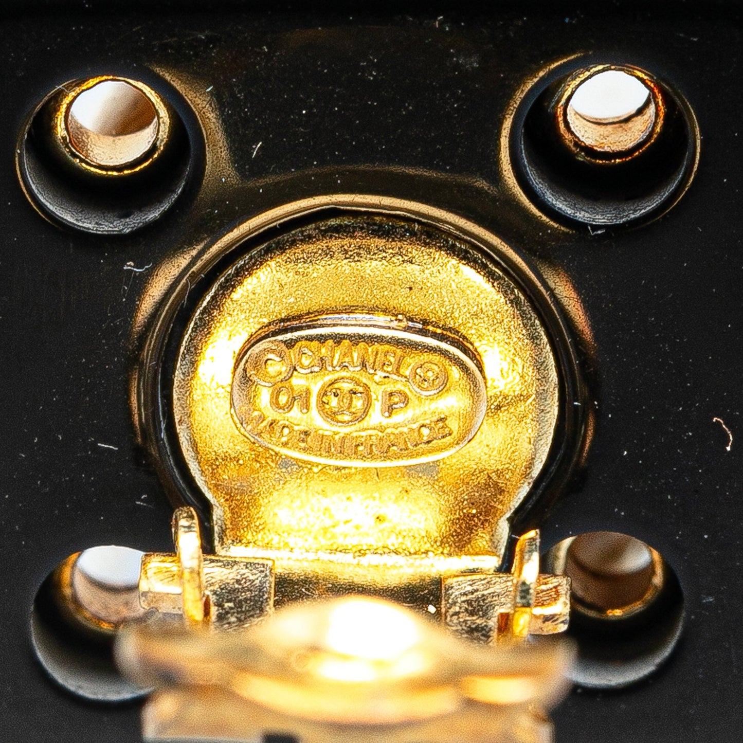 Gold Chanel Gold Plated Acrylic CC Square Clip On Earrings