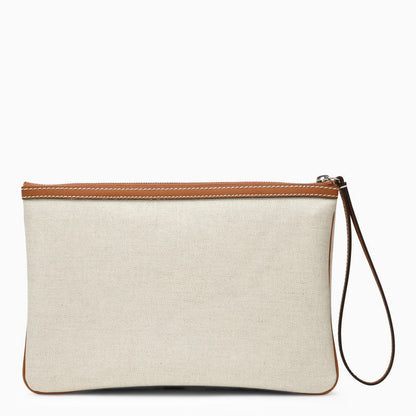 Gucci Beige Canvas Logo Pouch Women