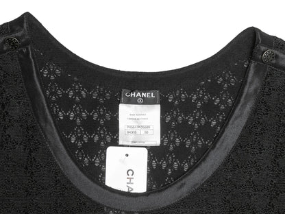 Black Chanel 2013 Silk Semi-Sheer Sleeveless Dress Size FR 50