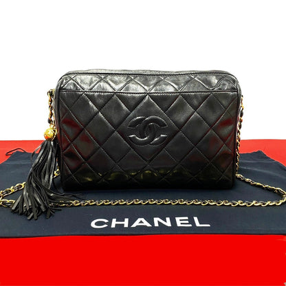 Chanel Quilted Leather Tassel Camera Bag Leather Crossbody Bag