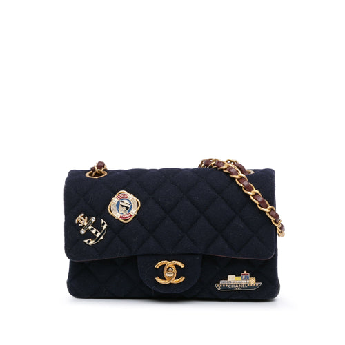 Blue Chanel Mini Rectangular Classic Jersey Sailor Single Flap Crossbody Bag