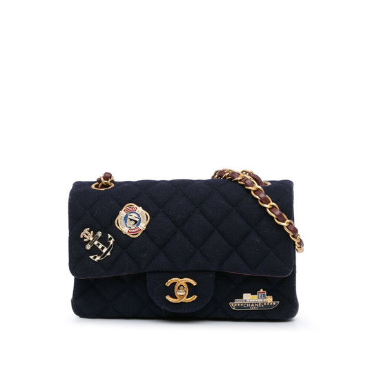Blue Chanel Mini Rectangular Classic Jersey Sailor Single Flap Crossbody Bag