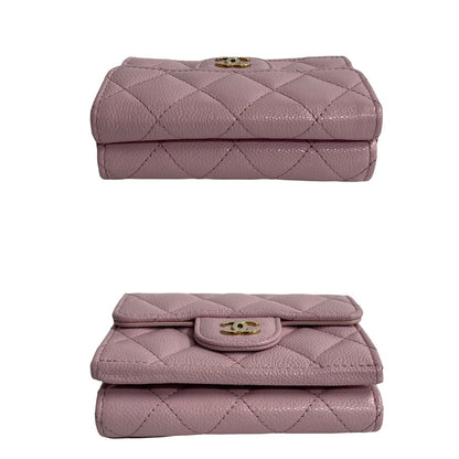 Chanel Caviar Skin Tri-Fold Mini Wallet Pink