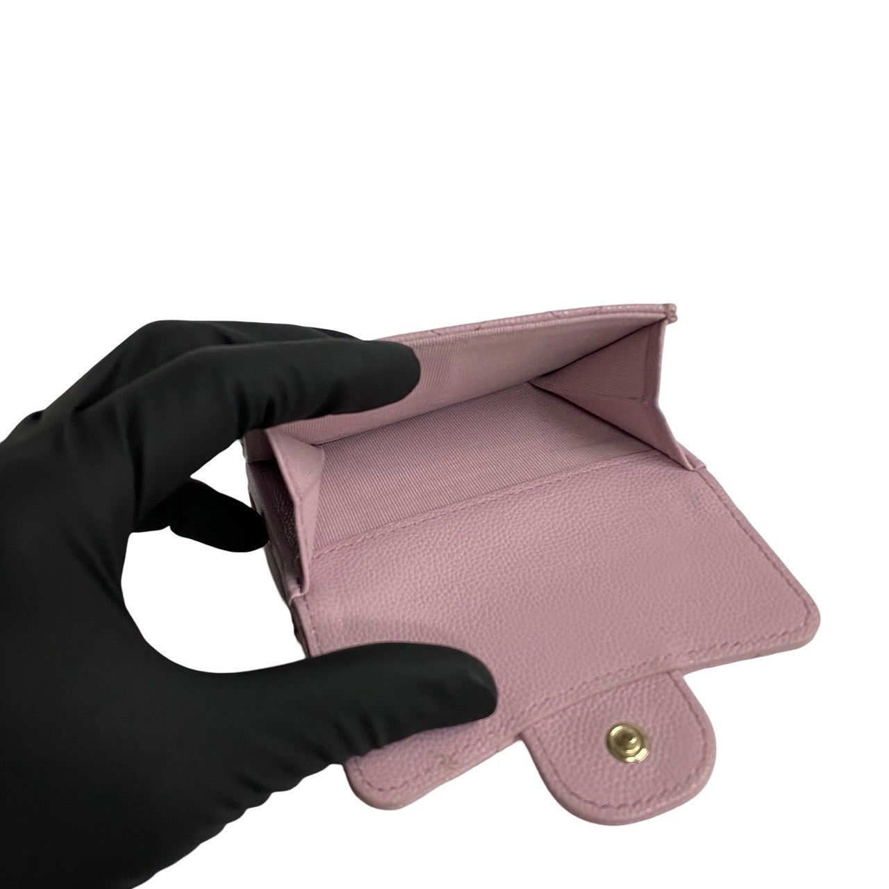 Chanel Caviar Skin Tri-Fold Mini Wallet Pink