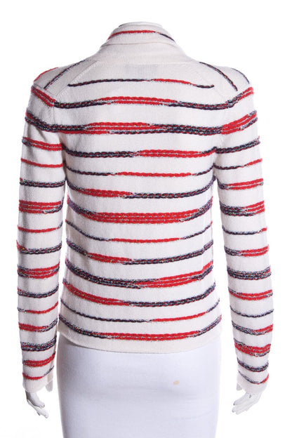 Chanel Red, White and Blue Cashmere Cardigan SZ 34