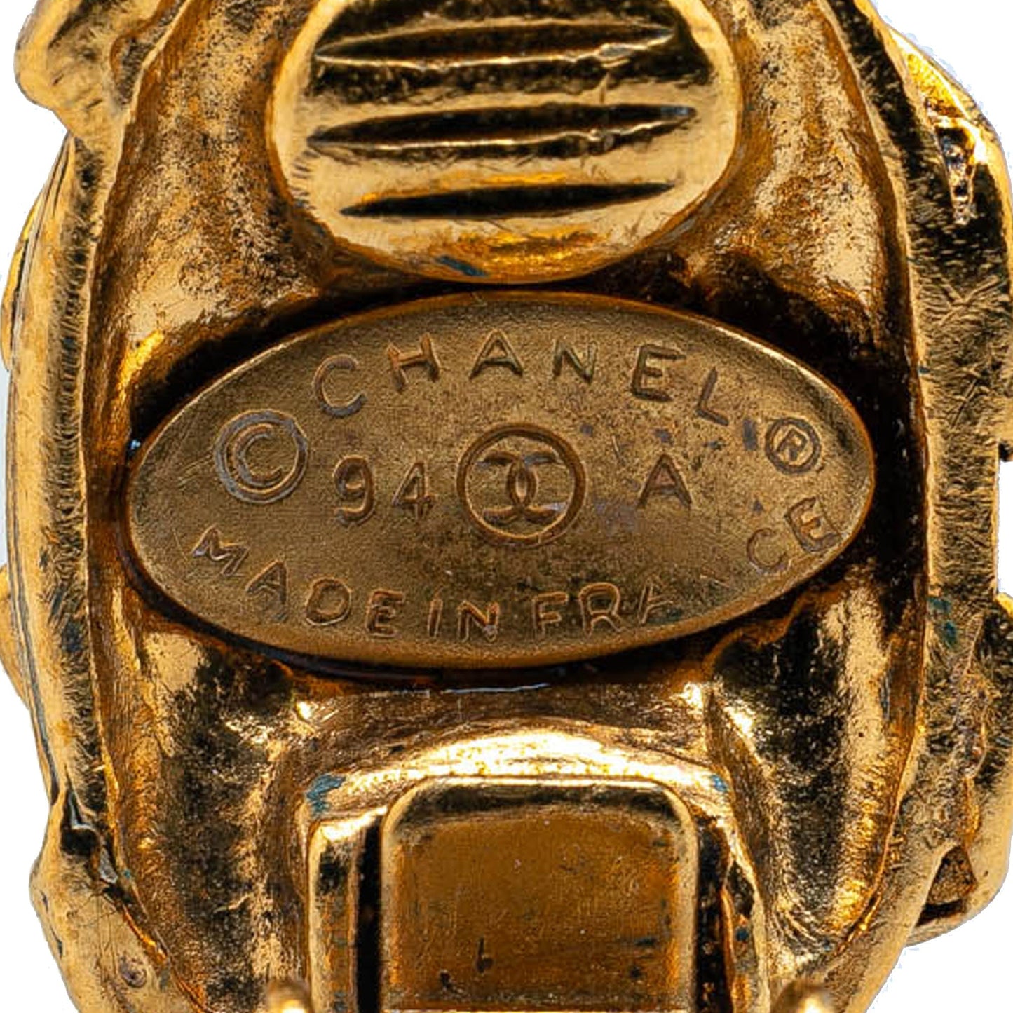 Gold Chanel Gold Plated CC Clip On Earrings
