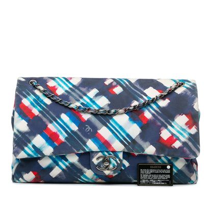 Blue Chanel XXL Printed Canvas Airline Single Flap Shoulder Bag