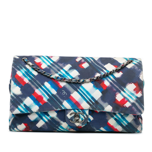 Blue Chanel XXL Printed Canvas Airline Single Flap Shoulder Bag