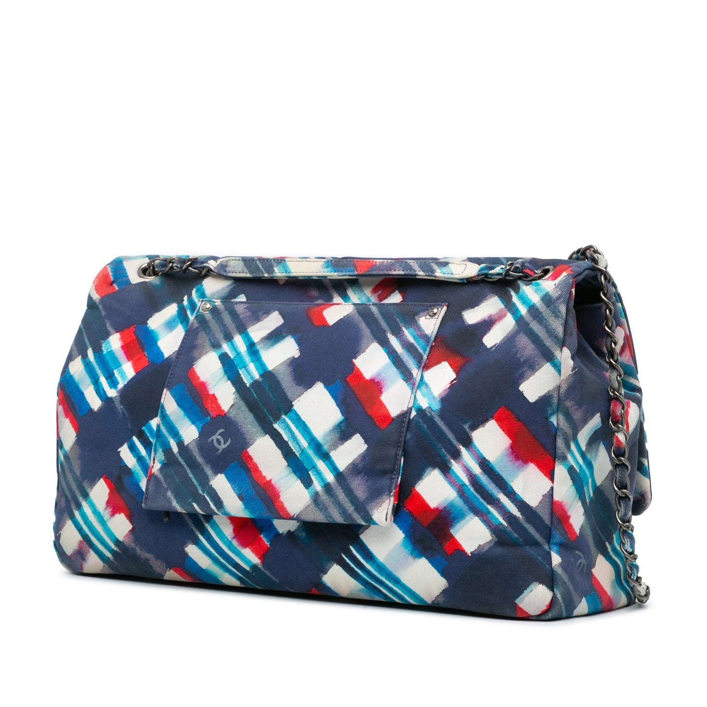 Blue Chanel XXL Printed Canvas Airline Single Flap Shoulder Bag