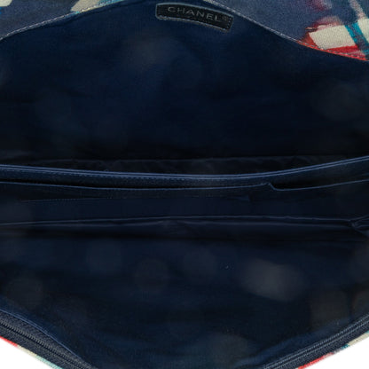 Blue Chanel XXL Printed Canvas Airline Single Flap Shoulder Bag