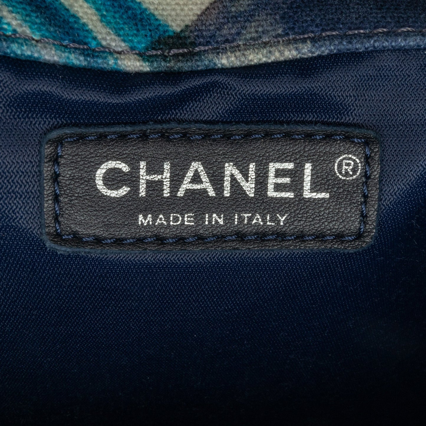 Blue Chanel XXL Printed Canvas Airline Single Flap Shoulder Bag