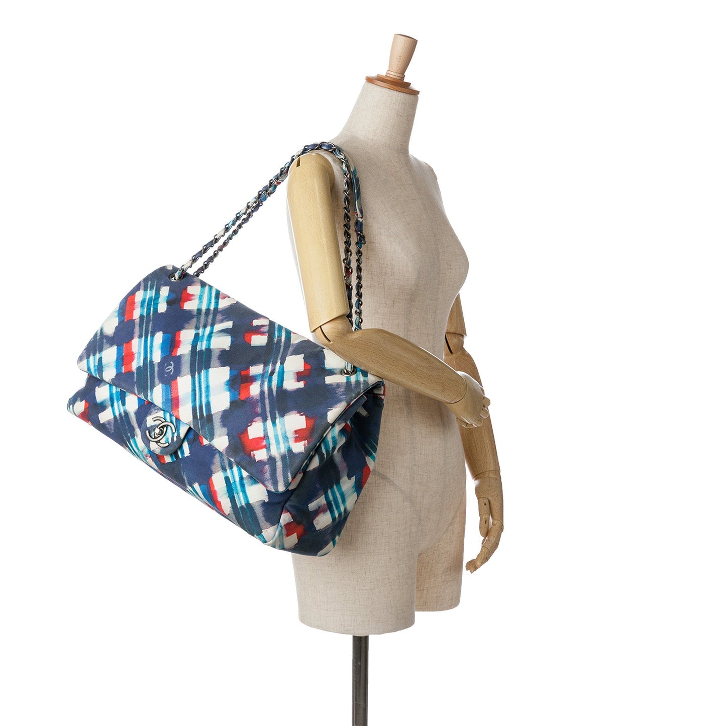Blue Chanel XXL Printed Canvas Airline Single Flap Shoulder Bag