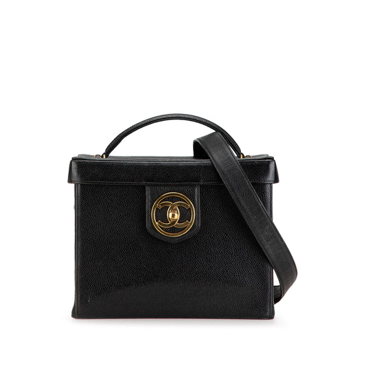 Black Chanel CC Caviar Vanity Case